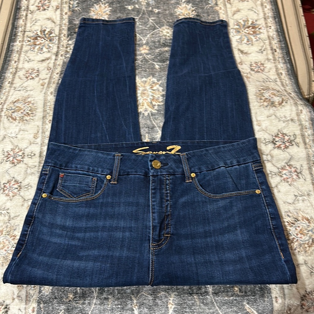 Seven7 Dark Wash Tummyless High Rise Five Pocket Skinny Jeans Size 16 - EUC